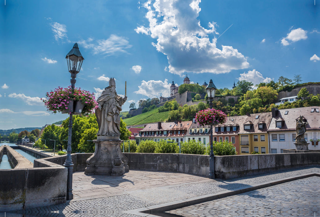 Premium textile canvas Premium textile canvas 120 cm x 80 cm across Old Main Bridge with a view of Marienberg Fortress 