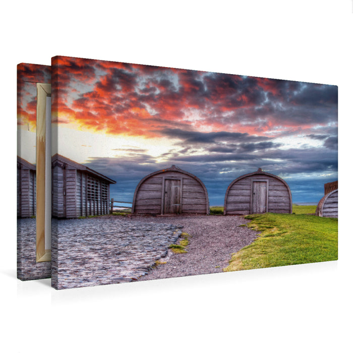 Premium textile canvas Premium textile canvas 75 cm x 50 cm landscape England - Lindisfarne Castle 