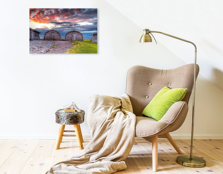 Premium textile canvas Premium textile canvas 75 cm x 50 cm landscape England - Lindisfarne Castle 