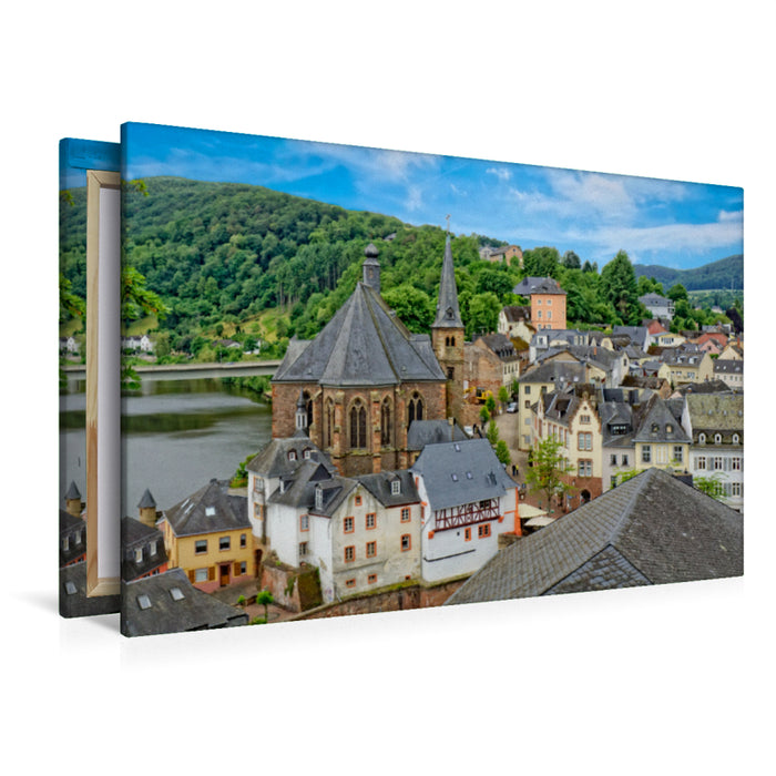 Premium textile canvas Premium textile canvas 120 cm x 80 cm across Saarburg, St. Laurentius 