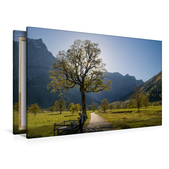 Premium textile canvas Premium textile canvas 120 cm x 80 cm landscape On the way to Engalm 