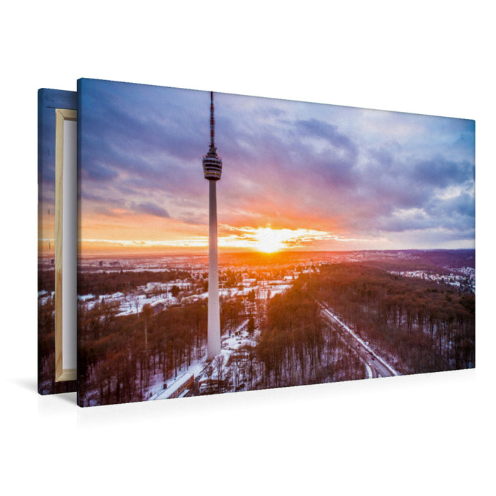Premium textile canvas Premium textile canvas 120 cm x 80 cm landscape TV tower Stuttgart 