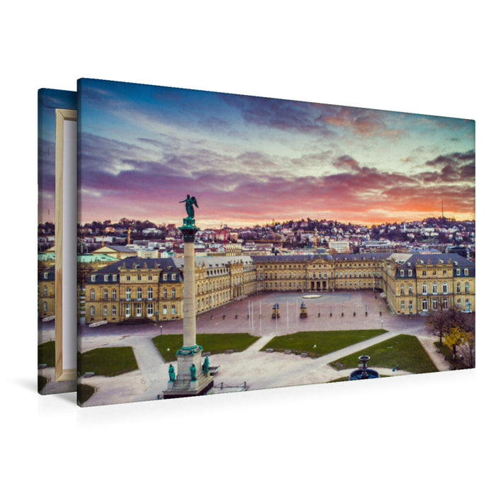 Premium textile canvas Premium textile canvas 120 cm x 80 cm landscape New Stuttgart Palace with Palace Square 