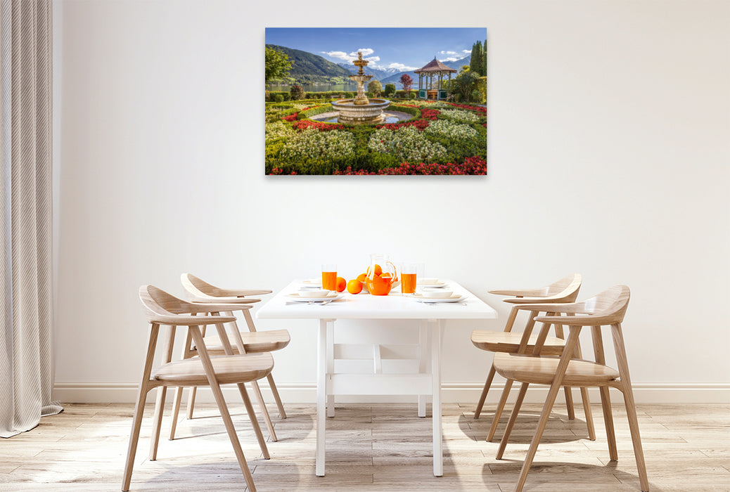 Premium textile canvas Premium textile canvas 120 cm x 80 cm landscape Park on Lake Zell in Salzburg, Austria 