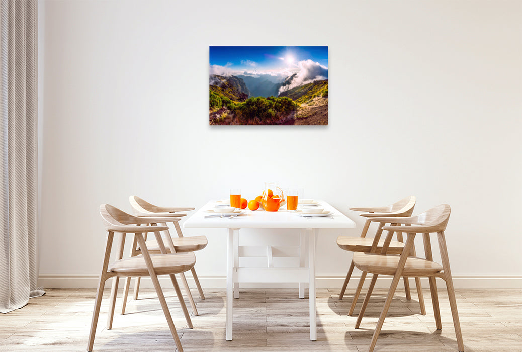 Premium textile canvas Premium textile canvas 90 cm x 60 cm landscape Madeira Pico do Arieiro 