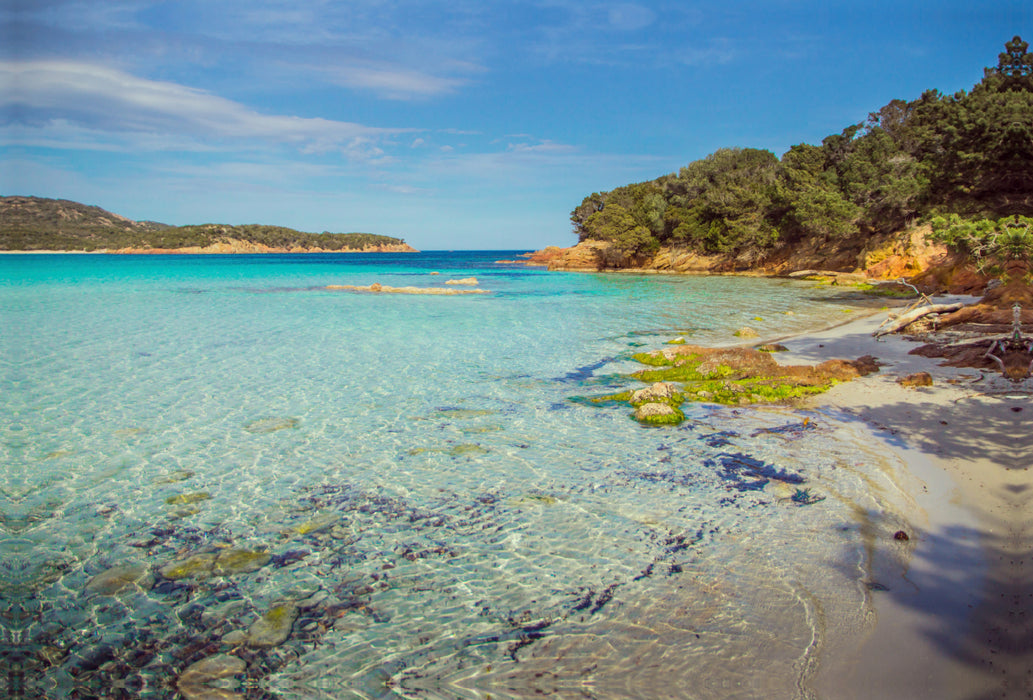 Premium textile canvas Premium textile canvas 120 cm x 80 cm landscape Corsica - Plage de Rondinara 