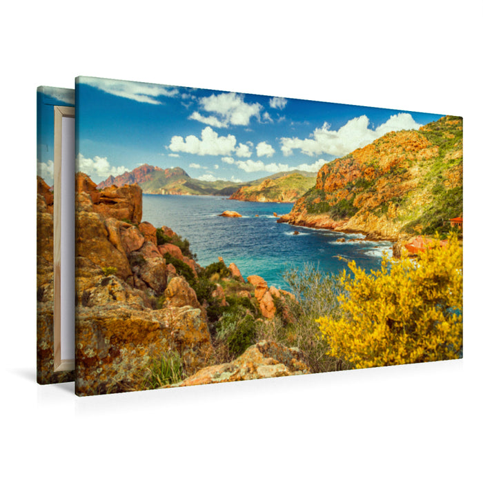 Premium textile canvas Premium textile canvas 120 cm x 80 cm landscape Corsica - Porto 