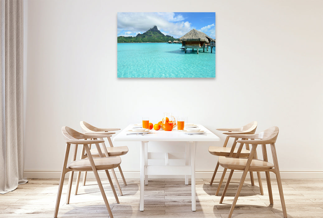 Premium textile canvas Premium textile canvas 120 cm x 80 cm landscape Resort on Bora Bora 