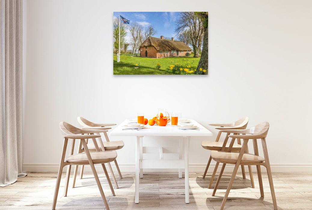 Premium textile canvas Premium textile canvas 120 cm x 80 cm landscape Old Frisian house in Keitum on Sylt 