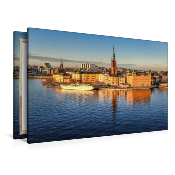 Premium Textil-Leinwand Premium Textil-Leinwand 120 cm x 80 cm quer Blick auf die Altstadt Gamla Stan in Stockholm, Schweden