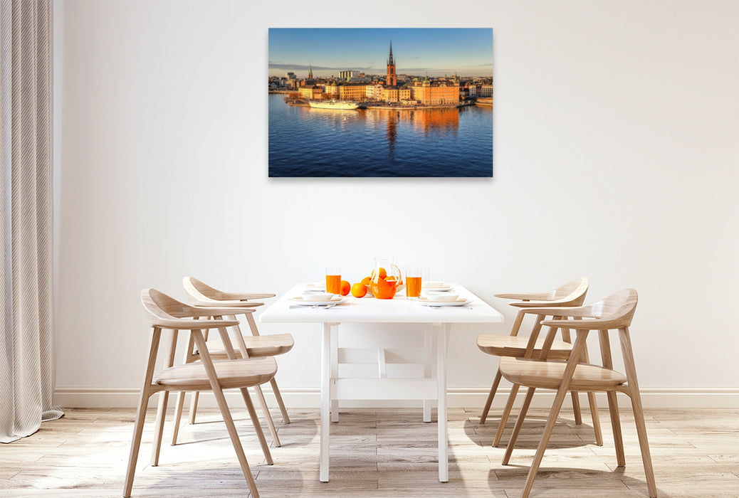 Premium Textil-Leinwand Premium Textil-Leinwand 120 cm x 80 cm quer Blick auf die Altstadt Gamla Stan in Stockholm, Schweden