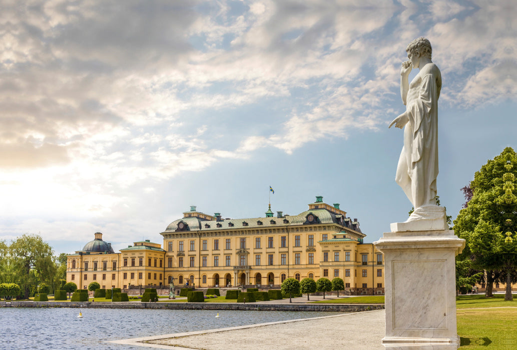 Premium textile canvas Premium textile canvas 120 cm x 80 cm landscape Drottningholm Royal Castle near Stockholm 