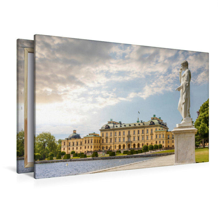 Premium textile canvas Premium textile canvas 120 cm x 80 cm landscape Drottningholm Royal Castle near Stockholm 