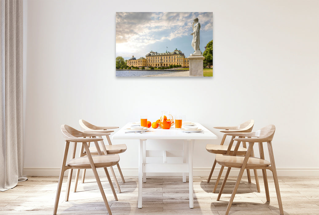 Premium textile canvas Premium textile canvas 120 cm x 80 cm landscape Drottningholm Royal Castle near Stockholm 