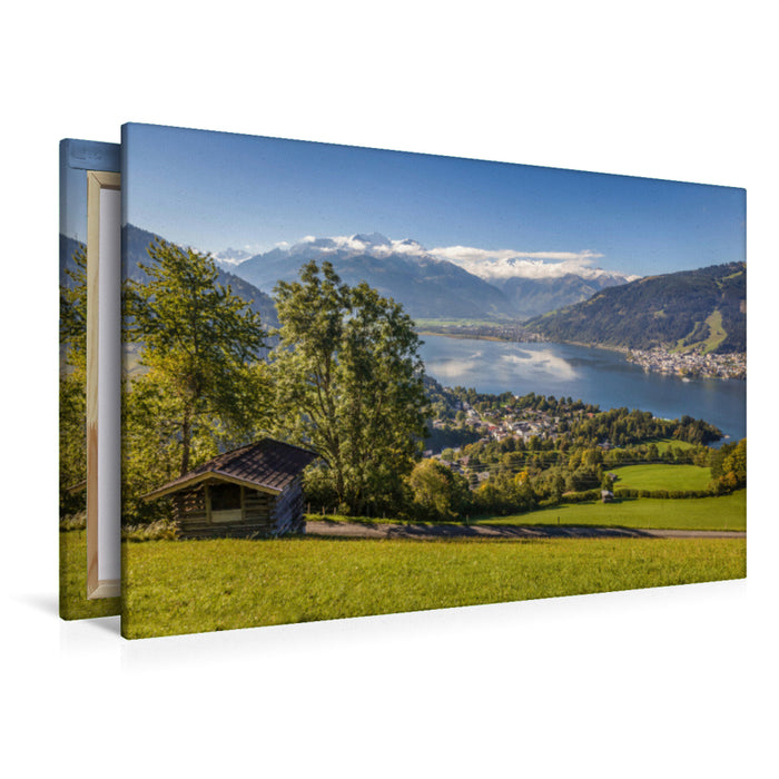 Premium Textil-Leinwand Premium Textil-Leinwand 120 cm x 80 cm quer Blick auf den Zeller See