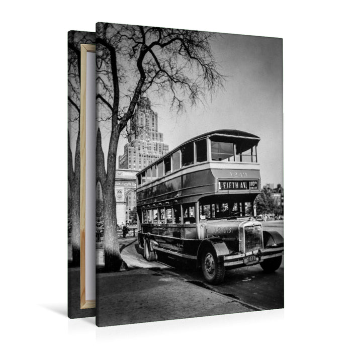 Premium Textil-Leinwand Premium Textil-Leinwand 80 cm x 120 cm  hoch Fifth Avenue Bus, Washington Square, Manhattan, 1936