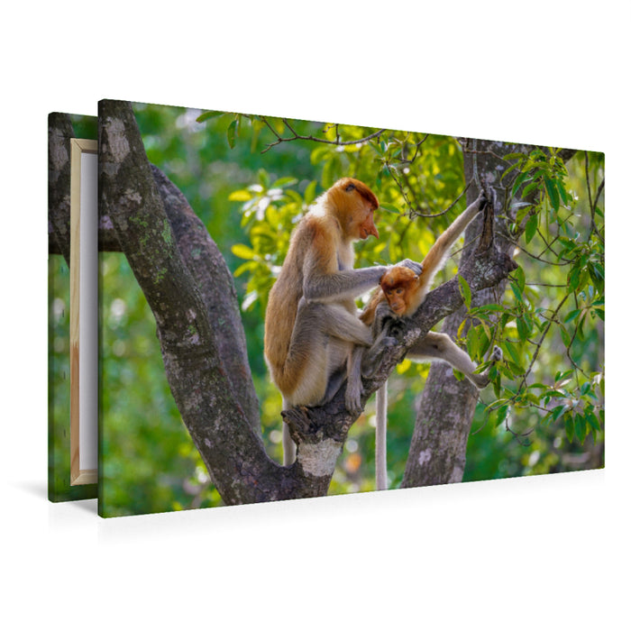 Premium textile canvas Premium textile canvas 120 cm x 80 cm across Mom grooms her offspring 