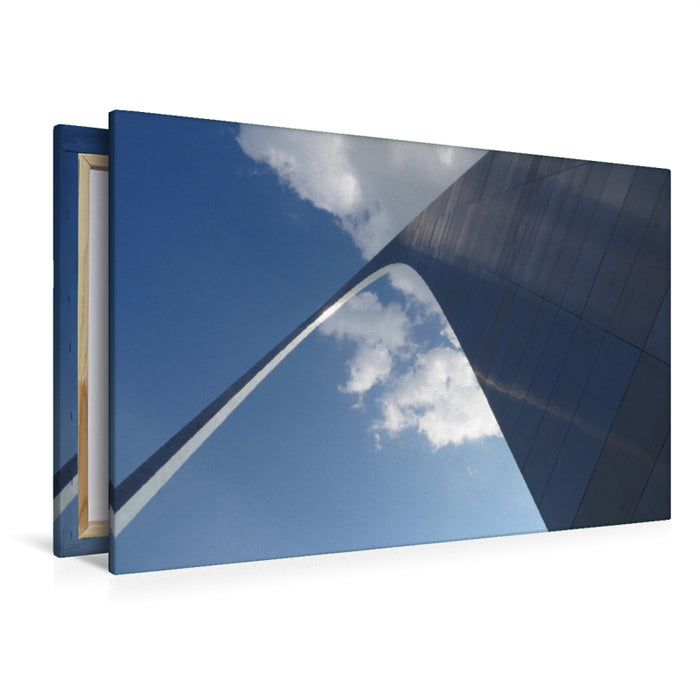 Premium Textil-Leinwand Premium Textil-Leinwand 120 cm x 80 cm quer Blick durch den Gateway Arch in den Himmel