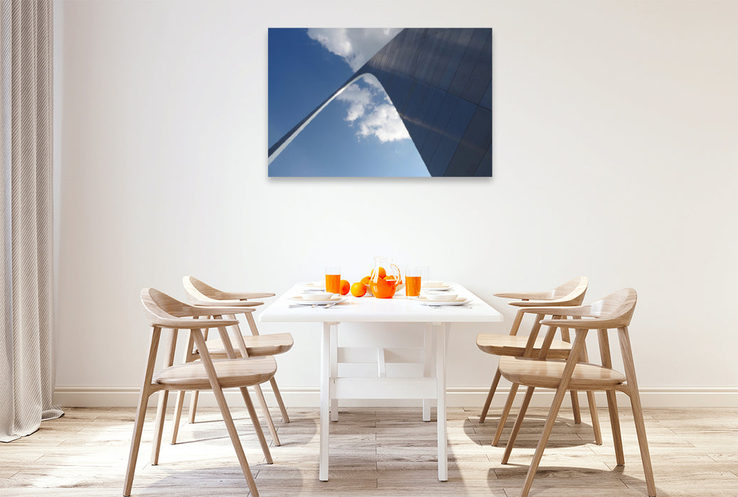 Premium Textil-Leinwand Premium Textil-Leinwand 120 cm x 80 cm quer Blick durch den Gateway Arch in den Himmel