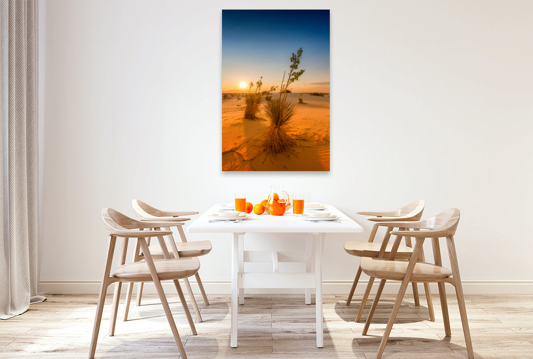 Premium Textil-Leinwand Premium Textil-Leinwand 80 cm x 120 cm  hoch Sonnenuntergang über dem White Sands National Monument