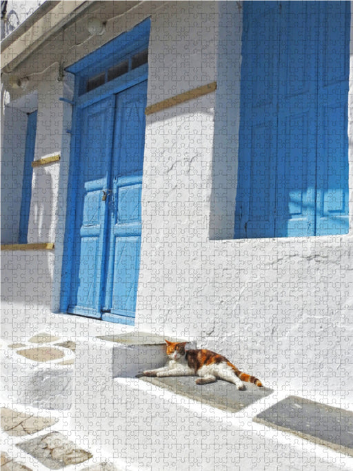 Entspannte Katze auf Mykonos, Griechenland - CALVENDO Foto-Puzzle - calvendoverlag 39.99