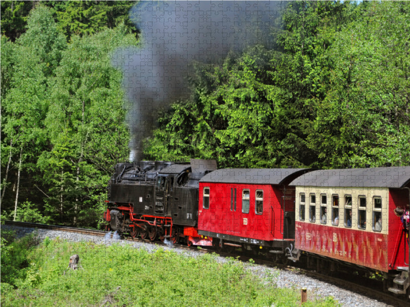 Harzer Schmalspurbahn fährt zum Brocken hoch. Dampflockmotive. - CALVENDO Foto-Puzzle - calvendoverlag 39.99