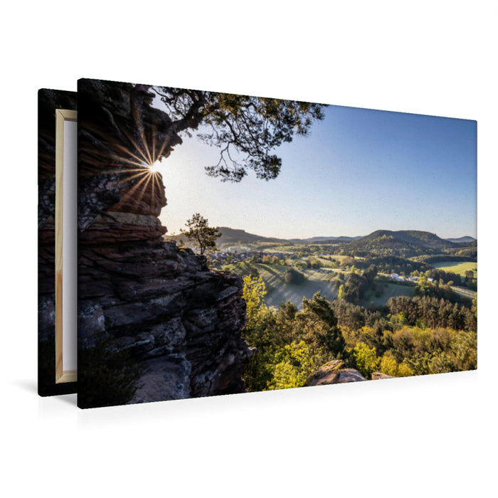 Premium Textil-Leinwand Premium Textil-Leinwand 120 cm x 80 cm quer Blick vom Sprinzelfelsen auf Busenberg