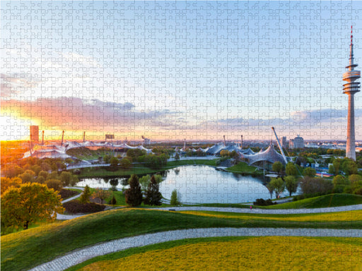 Der Olympiapark mit dem Olympiastadion und dem Olympiaturm in München - CALVENDO Foto-Puzzle - calvendoverlag 29.99