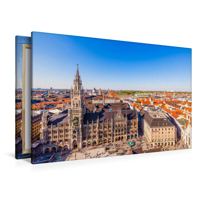 Premium Textil-Leinwand Premium Textil-Leinwand 120 cm x 80 cm quer Neues Rathaus am Marienplatz in München