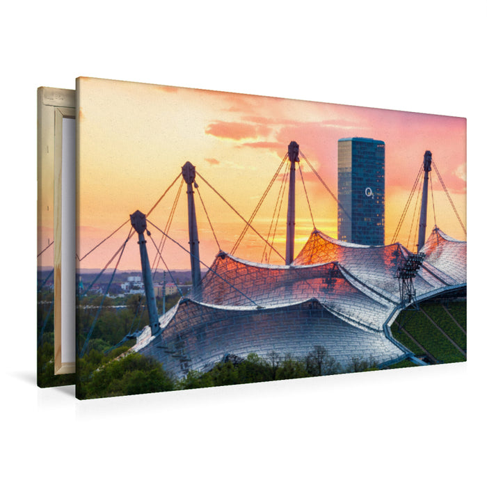 Premium Textil-Leinwand Premium Textil-Leinwand 120 cm x 80 cm quer Olympiastadion im Olympiapark in München