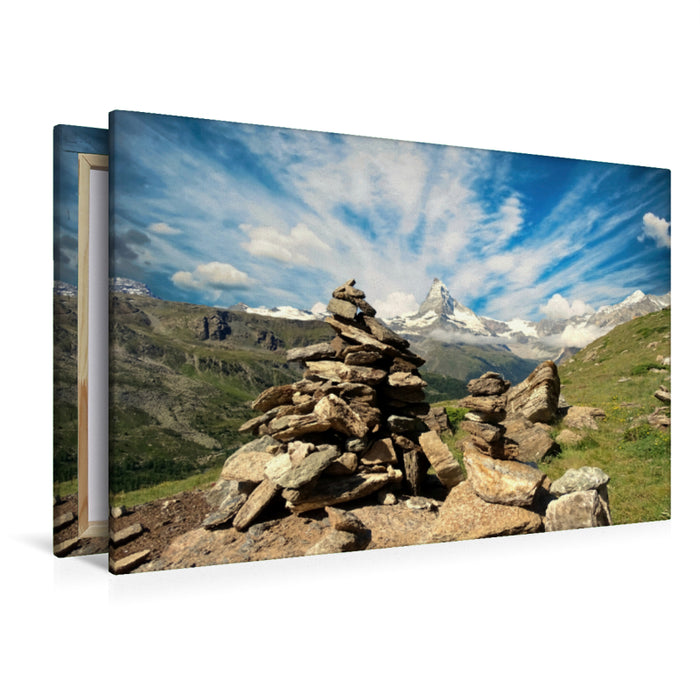 Premium Textil-Leinwand Premium Textil-Leinwand 120 cm x 80 cm quer Und ewig lockt das Matterhorn