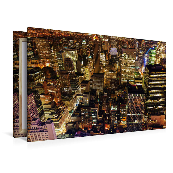 Premium Textil-Leinwand Premium Textil-Leinwand 120 cm x 80 cm quer Manhattan bei Nacht