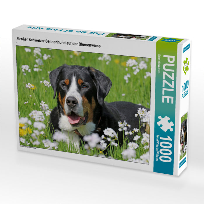 Großer Schweizer Sennenhund auf der Blumenwiese - CALVENDO Foto-Puzzle - calvendoverlag 29.99