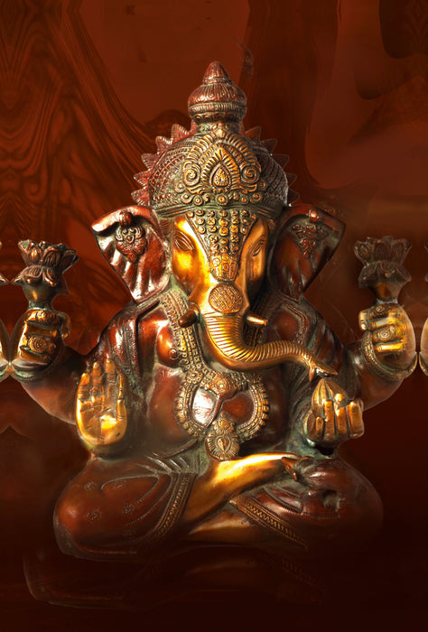 Premium Textil-Leinwand Premium Textil-Leinwand 80 cm x 120 cm  hoch Ganesha, der überaus beliebte Überwinder aller Schwierigkeiten und Hindernisse