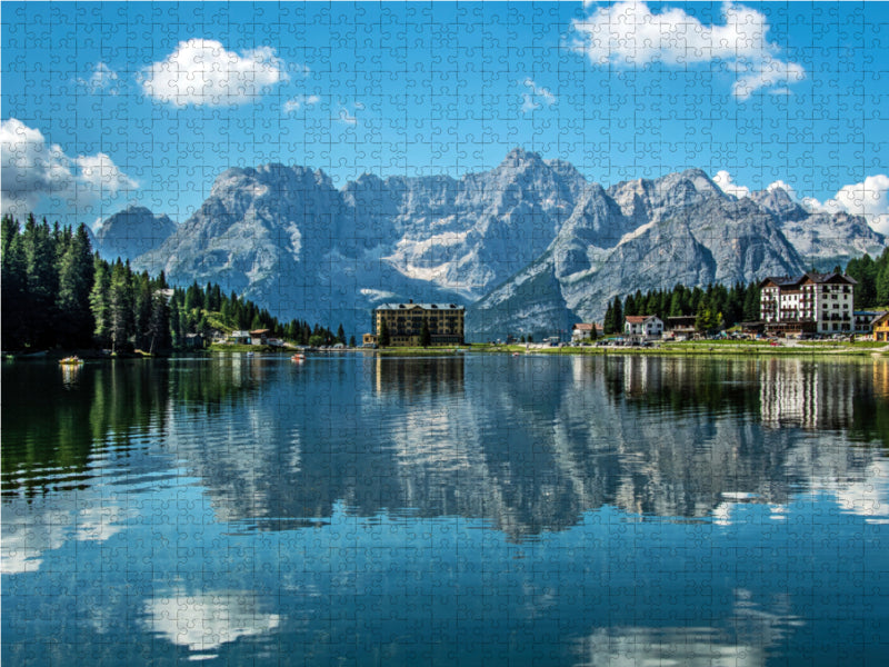 Die Dolomiten spiegeln sich im Misurinasee - CALVENDO Foto-Puzzle - calvendoverlag 29.99