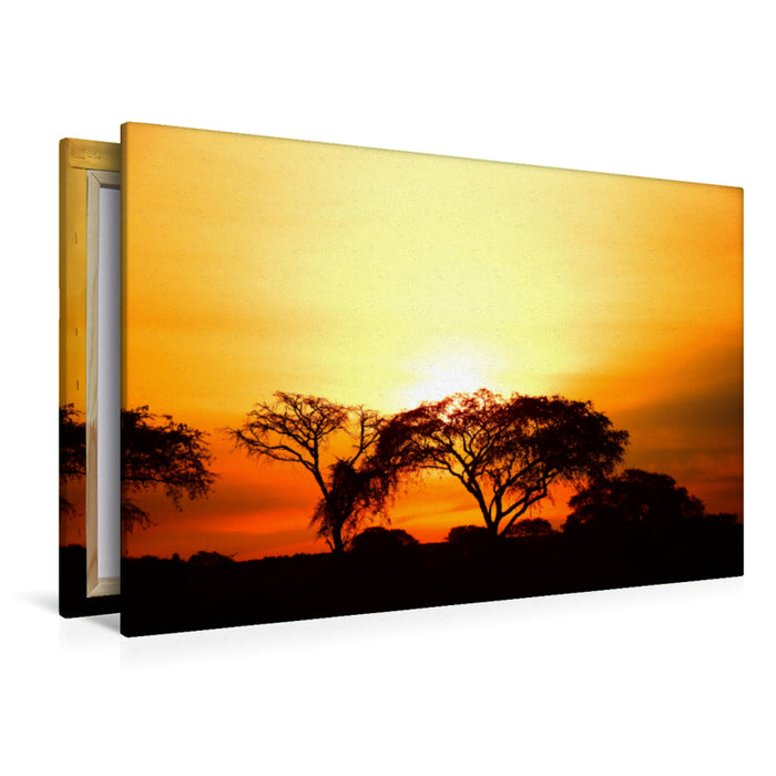 Premium Textil-Leinwand Premium Textil-Leinwand 120 cm x 80 cm quer Spektakulärer Sonnenuntergang in Uganda