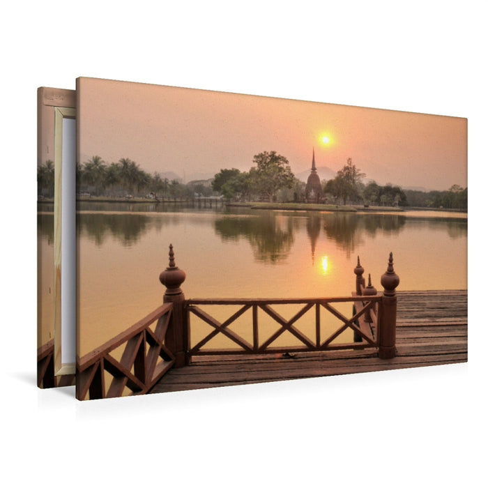 Premium Textil-Leinwand Premium Textil-Leinwand 120 cm x 80 cm quer Wat Sa Si, Sukhothai Historical Park, UNESCO World Heritage Site