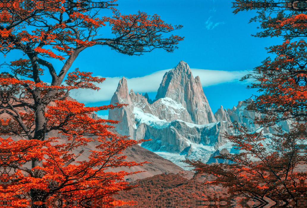 Premium Textil-Leinwand Premium Textil-Leinwand 120 cm x 80 cm quer Mount Fitz Roy in Los Glaciares National Park, Patagonien, Argentinien