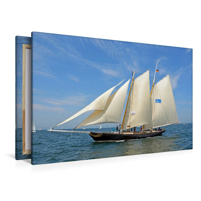 Premium Textil-Leinwand Premium Textil-Leinwand 120 cm x 80 cm quer Die "Skythia", ein Nachbau der legendären Segelyacht "America", Gewinnerin des America´s Cup 1851