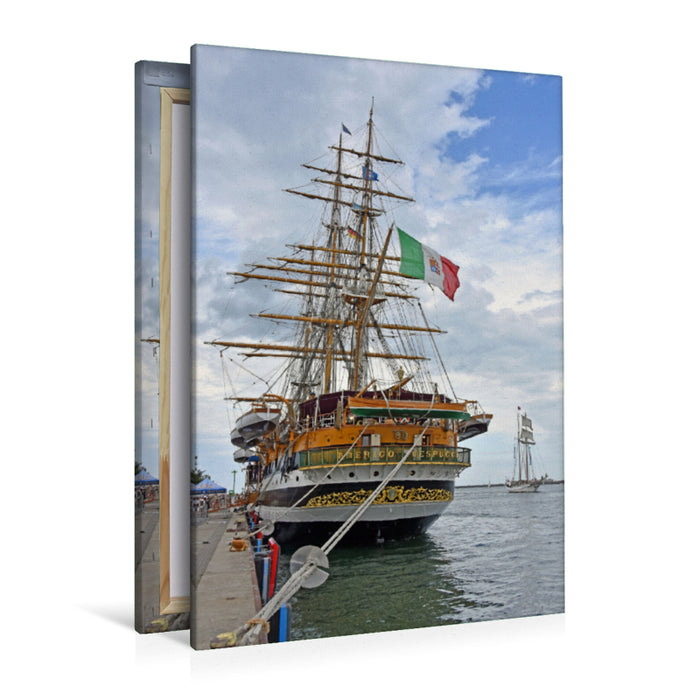 Premium Textil-Leinwand Premium Textil-Leinwand 80 cm x 120 cm  hoch Die "Amerigo Vespucci" zur Hanse Sail in Warnemünde