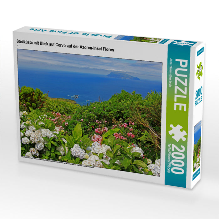 Steilküste mit Blick auf Corvo auf der Azoren-Insel Flores - CALVENDO Foto-Puzzle - calvendoverlag 39.99