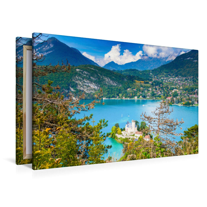 Premium Textil-Leinwand Premium Textil-Leinwand 120 cm x 80 cm quer Blick auf den Lac d'Annecy