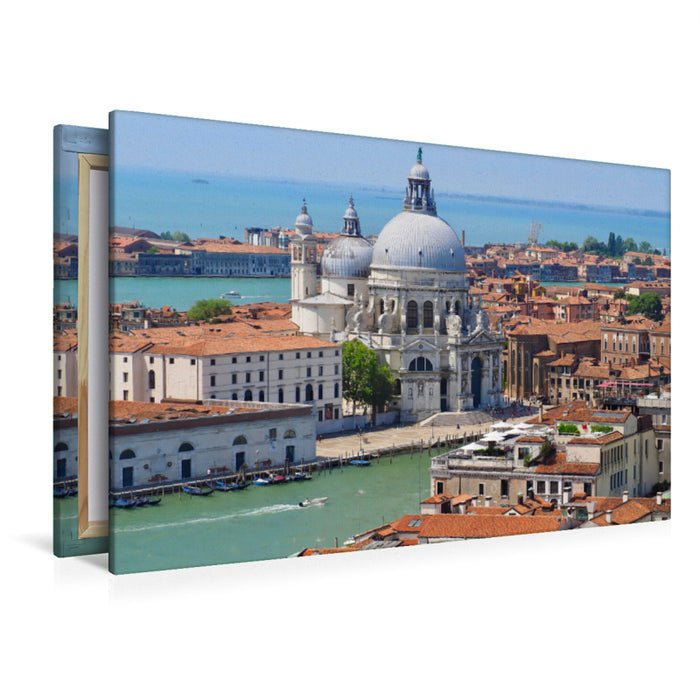 Premium Textil-Leinwand Premium Textil-Leinwand 120 cm x 80 cm quer Luftaufnahme von Santa Maria della Salute in Venedig