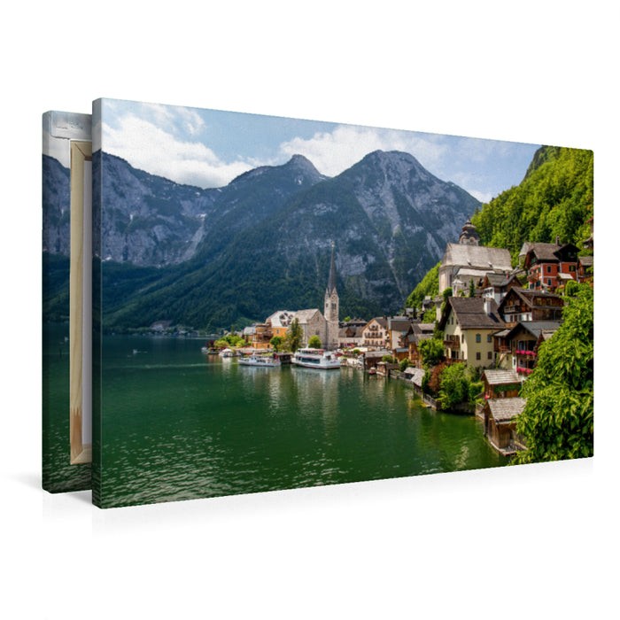 Premium Textil-Leinwand Premium Textil-Leinwand 90 cm x 60 cm quer Watzmann am Hintersee - der Klassiker