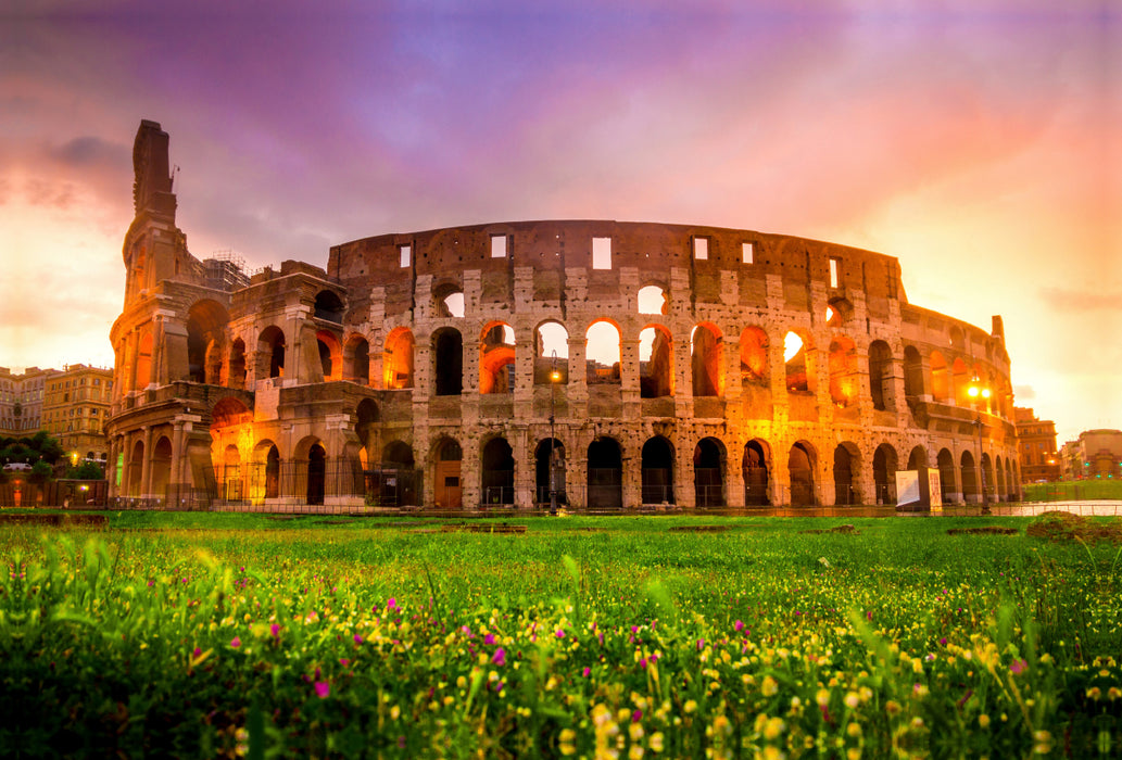 Premium textile canvas Premium textile canvas 120 cm x 80 cm landscape Colosseum in Rome 