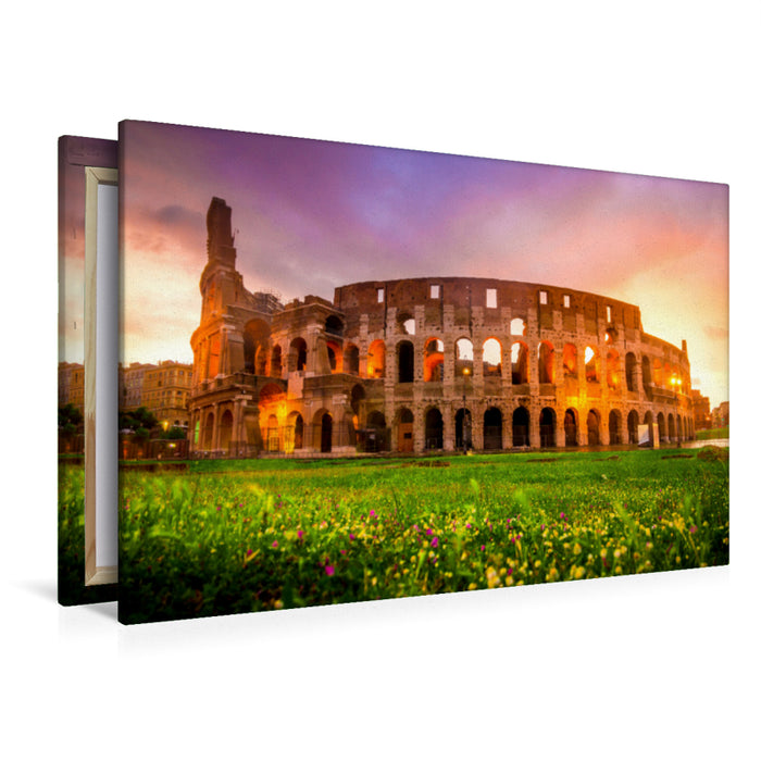 Premium textile canvas Premium textile canvas 120 cm x 80 cm landscape Colosseum in Rome 