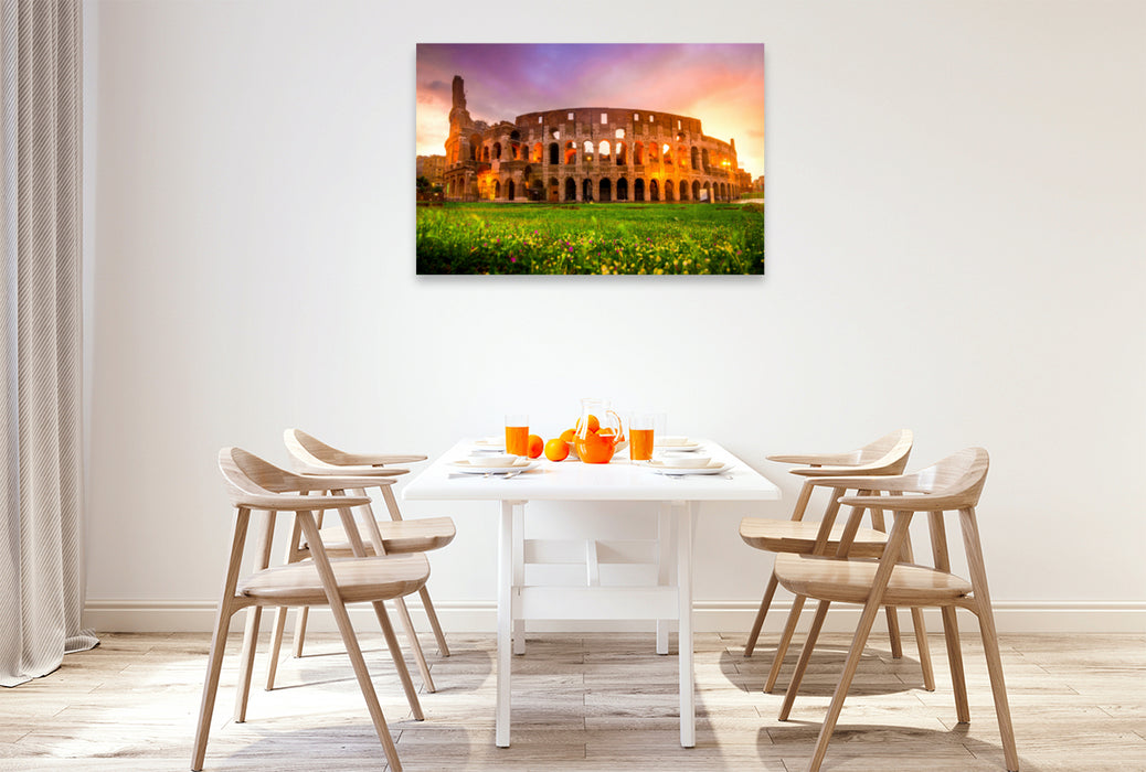 Premium textile canvas Premium textile canvas 120 cm x 80 cm landscape Colosseum in Rome 