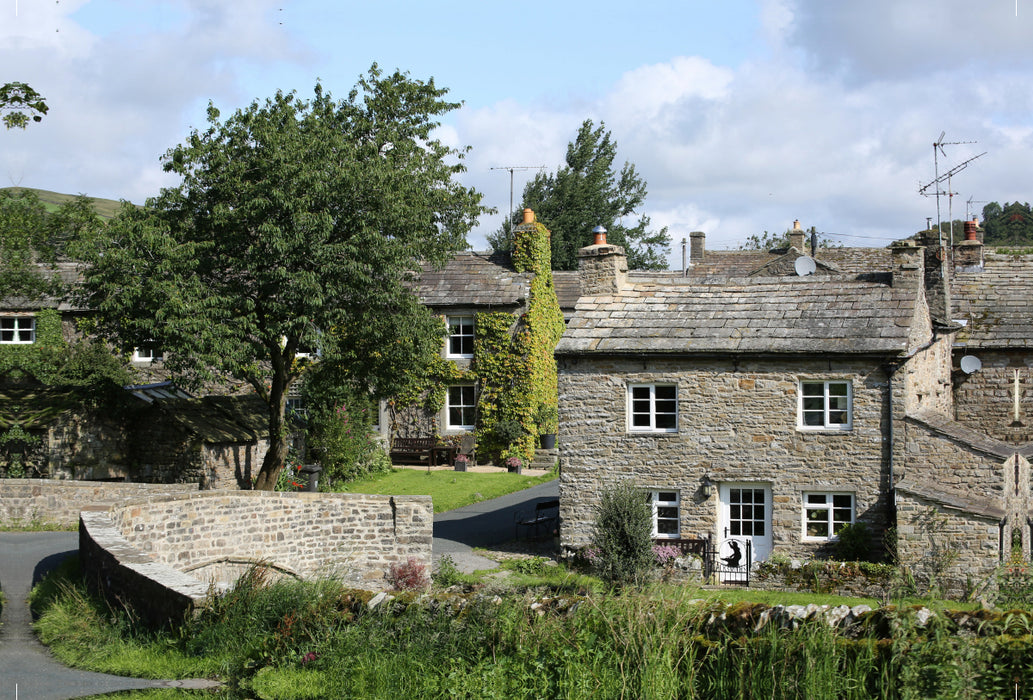 Toile textile haut de gamme Toile textile haut de gamme 120 cm x 80 cm paysage Thwaite, un village idyllique du Yorkshire 