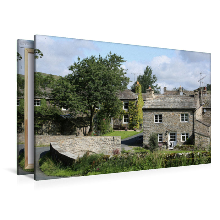 Toile textile haut de gamme Toile textile haut de gamme 120 cm x 80 cm paysage Thwaite, un village idyllique du Yorkshire 