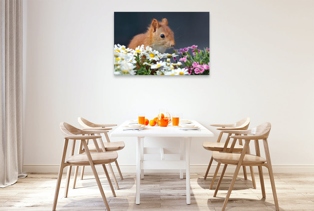 Premium textile canvas Premium textile canvas 120 cm x 80 cm landscape Chibs the flower squirrel 